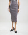 Falda Midi Foil,PLATEADO